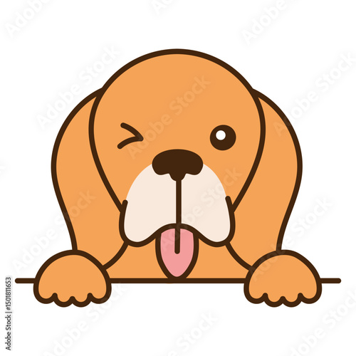 Beagle dog with its tongue out