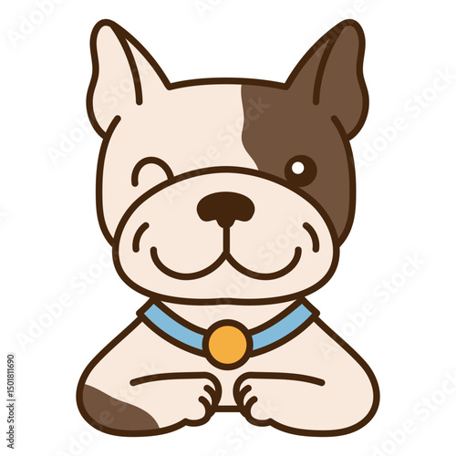 Cartoon dog with a collar sitting