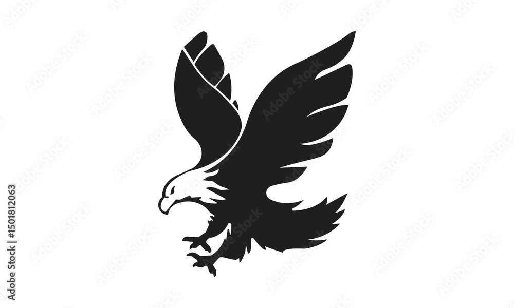 Fototapeta premium Flying Raven or Crow Vector Logo 