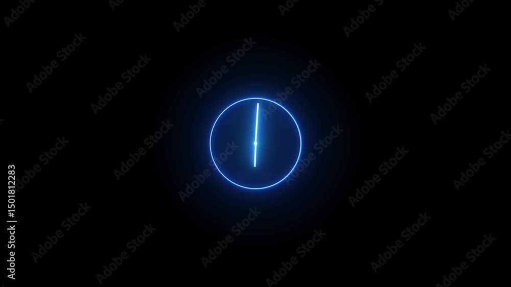 Glowing neon Clock icon animation. Analog wall clock sign background 4k animation. Glowing neon Clock icon animation. Analog wall clock sign background 4k animation.