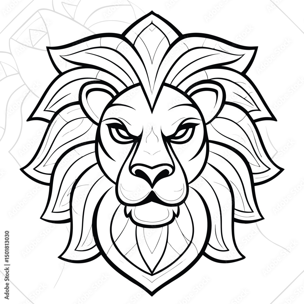 Fototapeta premium Geometric Lion Head Illustration Fierce and Majestic Line Art Design