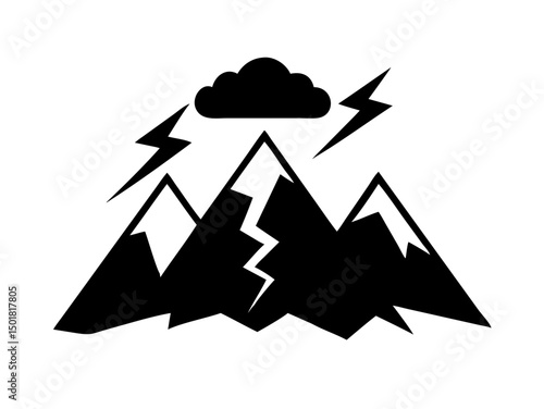 Dramatic Jagged Mountain Peaks With Dark Storm Clo