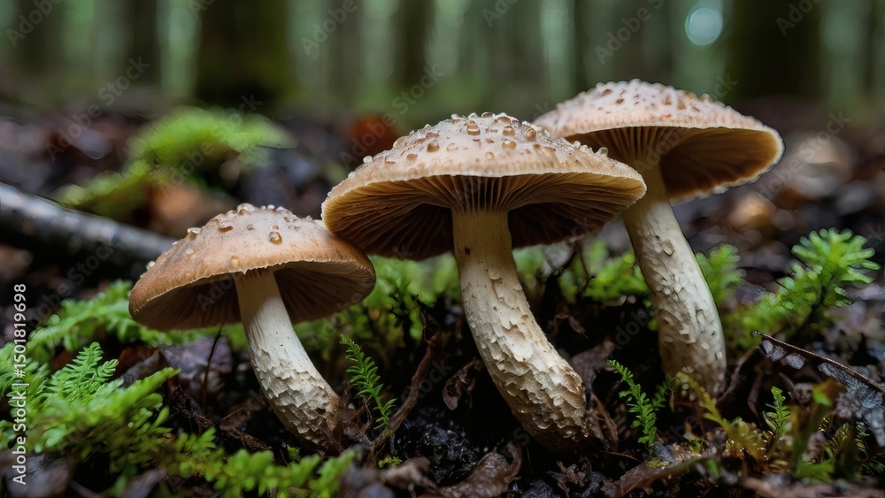 Fototapeta premium closeup of mushrooms in the forest