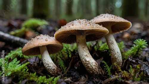 closeup of mushrooms in the forest