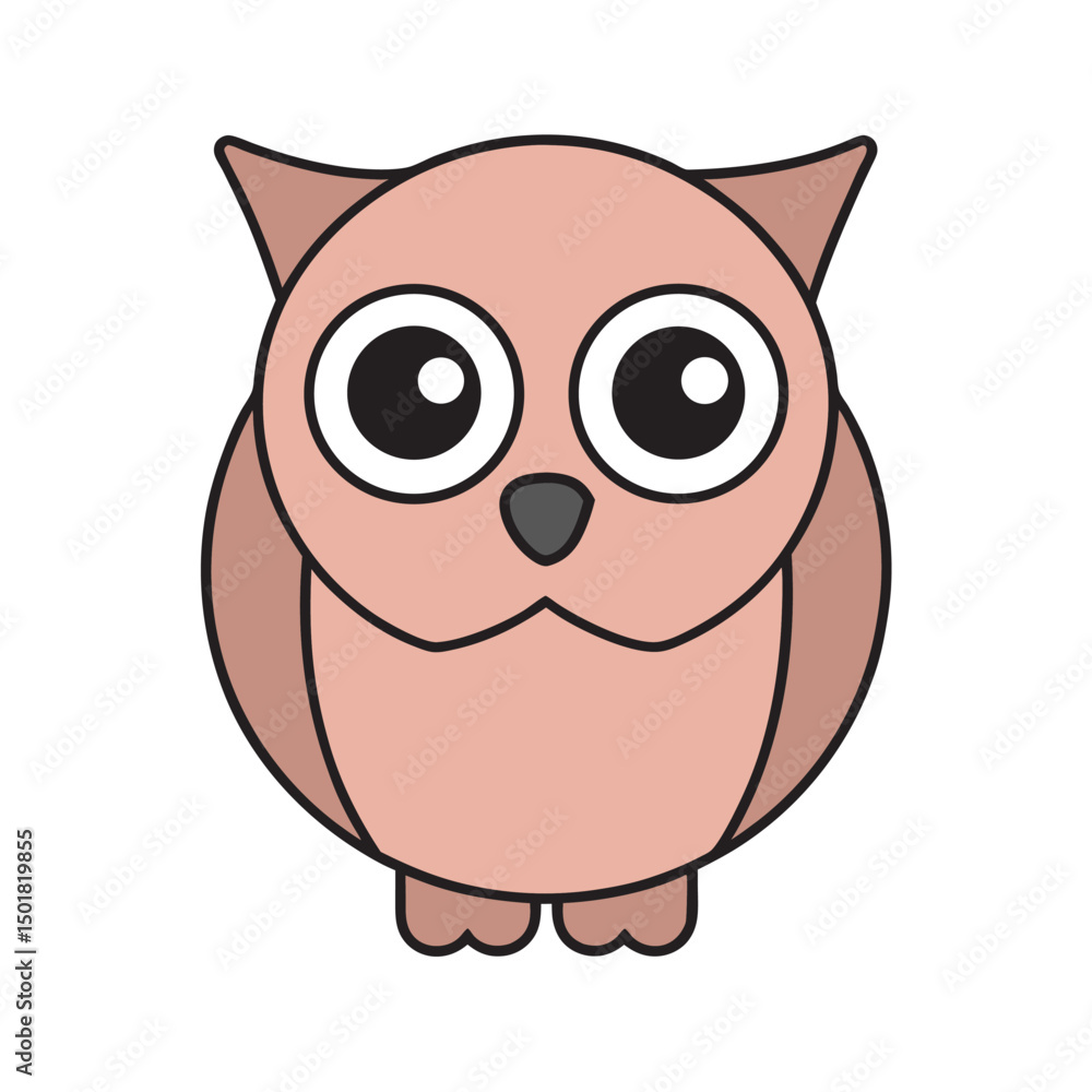 Kawaii Wide Eyed Owl With Outline Kawaii Wide Eyed Owl With Outline