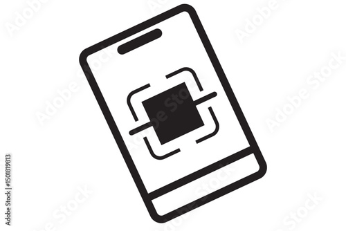 QR code scanning mobile phone in line style icon. Barcode scanner for pay PNG symbol. Scan QR code signs. vector illustration for apps and website