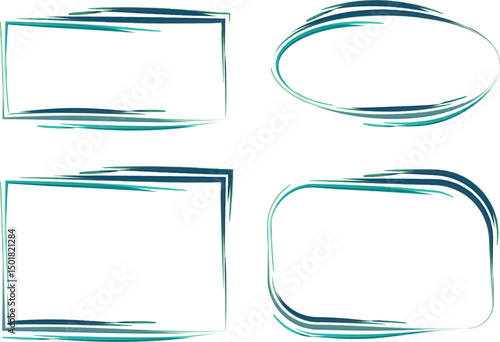 dark green blue colorful decorative line art stroke frames collection