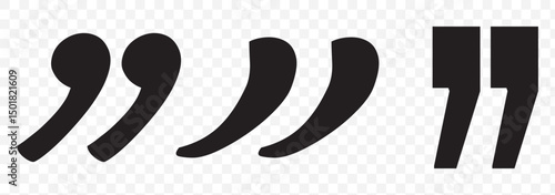 Comma, comma icon, punctuation mark. Set of black comma signs isolated on white. Vector, cartoon illustration. Vector.