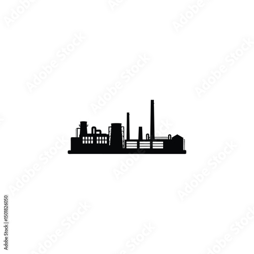 silhouette of industry plant on white background