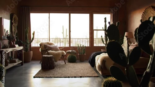 Bohemian Desert Interior Design with Cacti Accents and Natural Elements