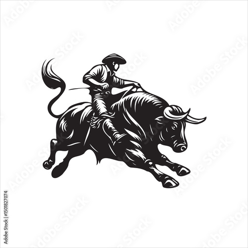 Wallpaper Mural Bull Rodeo Showdown – Cowboy Riding a Bucking Bull in Action

 Torontodigital.ca