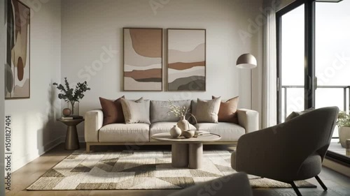 Elegant Living Room Interior With Contemporary Furniture And Decor Details