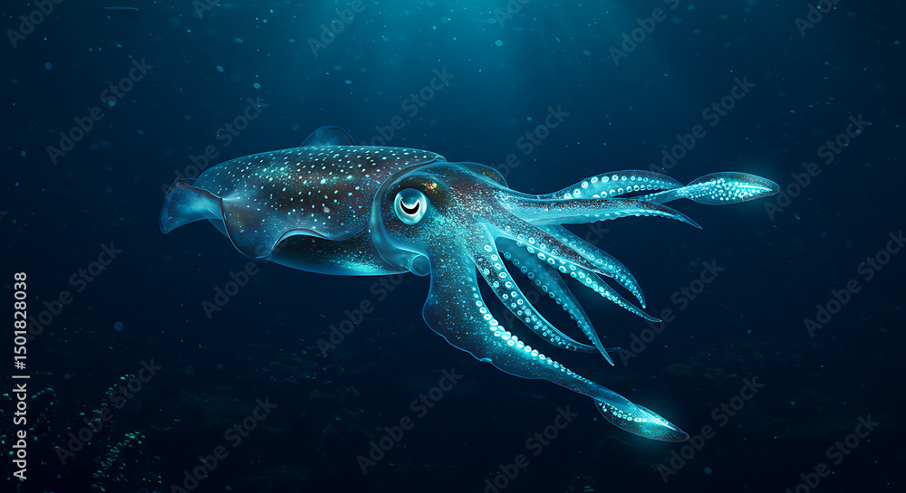 Cuttlefish Swimming in Ocean