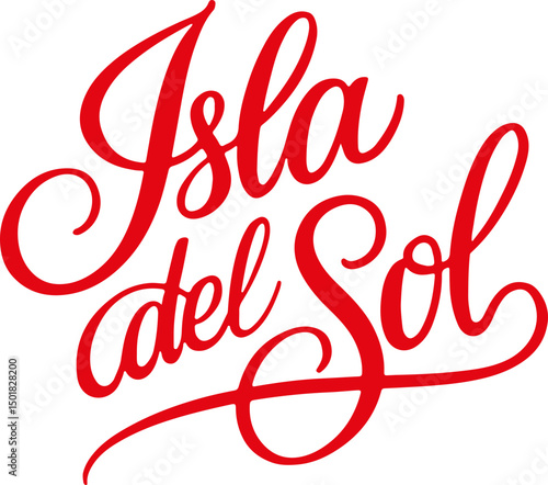 Isla del Sol - Red Script Text.