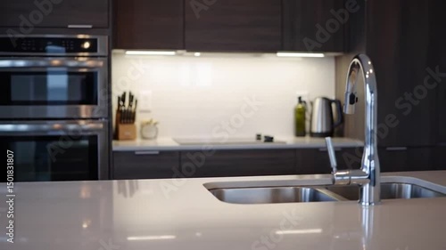 Modern Kitchen Interior Showcase With Sleek Design And Appliances