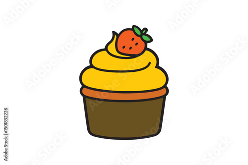 Cute Cup Cake on white background. (03)