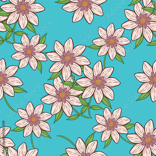 Wallpaper Mural Beautiful flower allover seamless pattern Torontodigital.ca