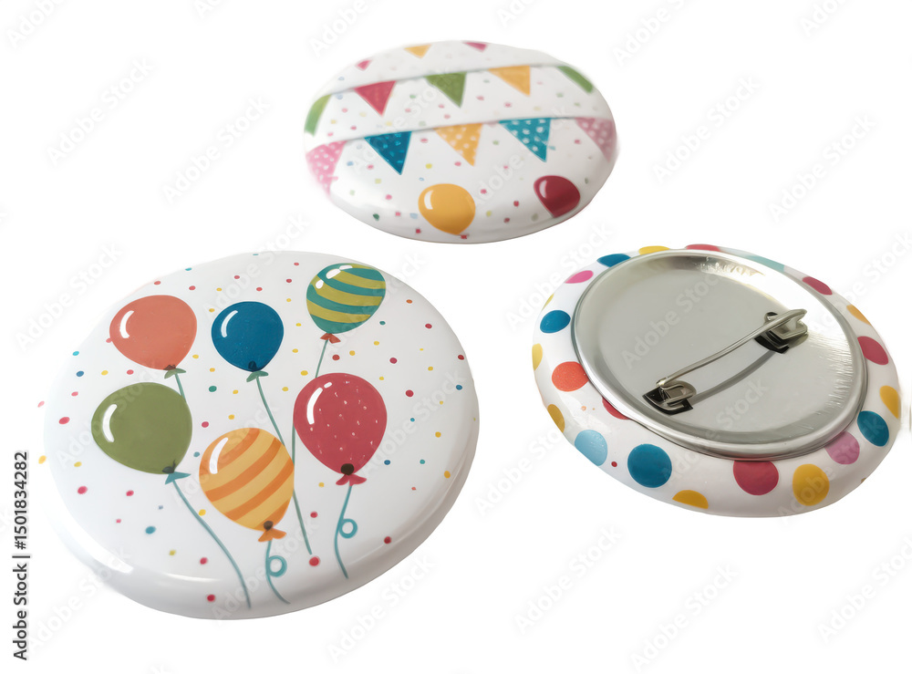Fototapeta premium Birthday button pin set png party pin badges png birthday accessories png colorful button pins png custom pin set png celebratory pins png name badge pins png transparent background image
