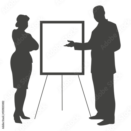 Business people discussing on board