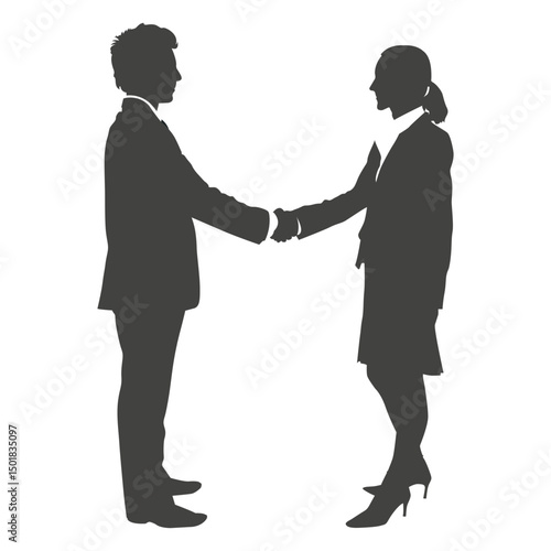 Businessman shaking hands to woman