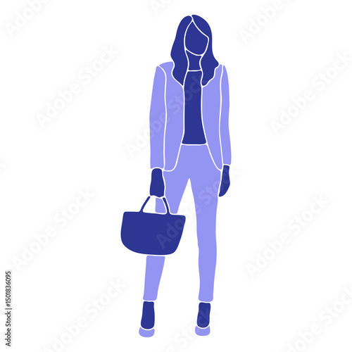 Business woman standing front looking straight