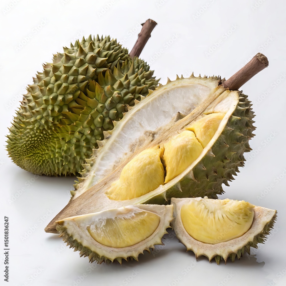 Fototapeta premium Jackfruit And Durian Fruit on White Background