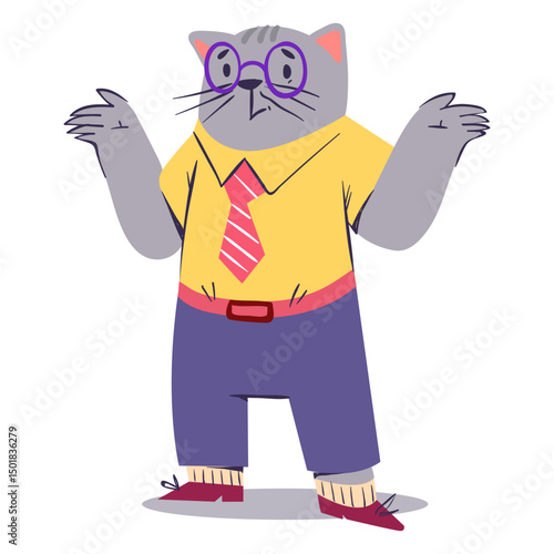 Doubtful cat character flat