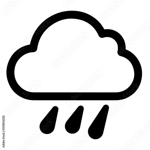 A simple illustration of a rain cloud, showing three raindrops falling.
