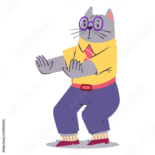 Scared cat character flat