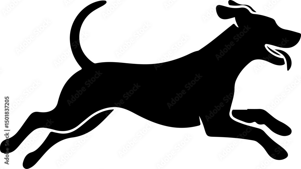 Fototapeta premium Dog breed black silhouette and line art