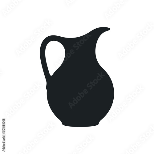 Simple Black Silhouette of a Classic Pitcher Jug for Design Elements
