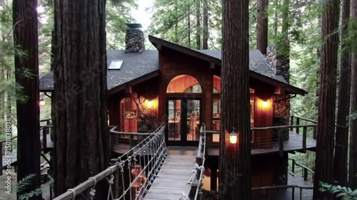 Dreamy Treehouse Retreat Nestled Among Towering Redwoods In Serene Natural Setting