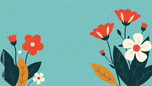 Floral arrangement on teal backdrop