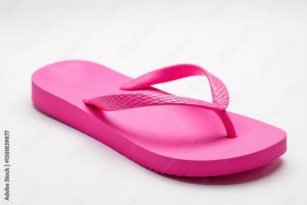 Close-up of a pink flip-flop against pure white backdrop , shoe, beach, summer fashion Close-up of a pink flip-flop against pure white backdrop , shoe, beach, summer fashion