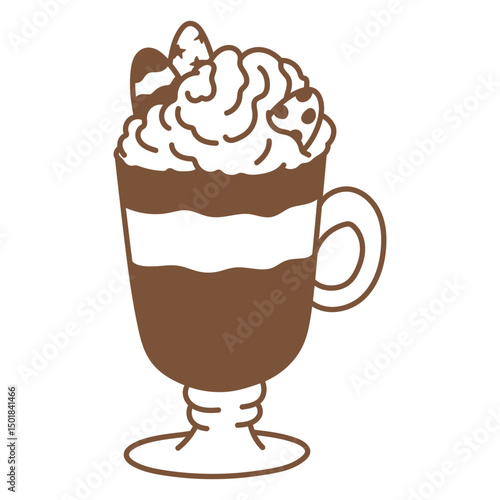 Charming coffee cup illustration with whipped cream topping