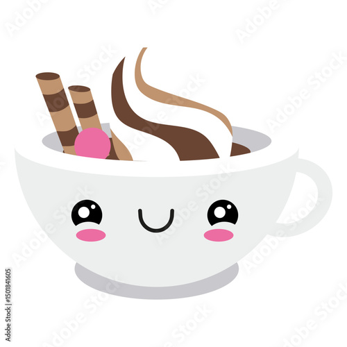 Blushing kawaii face coffee cup