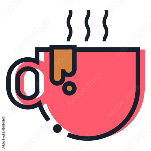 Hot coffee cup stroke icon