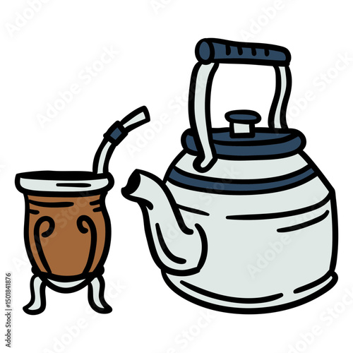 Argentinian mate hand drawn