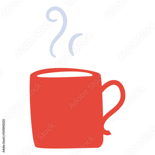 Hot beverage mug flat hot