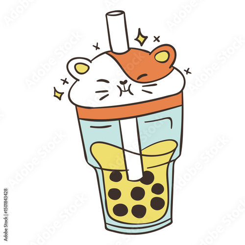 Cat boba tea cute