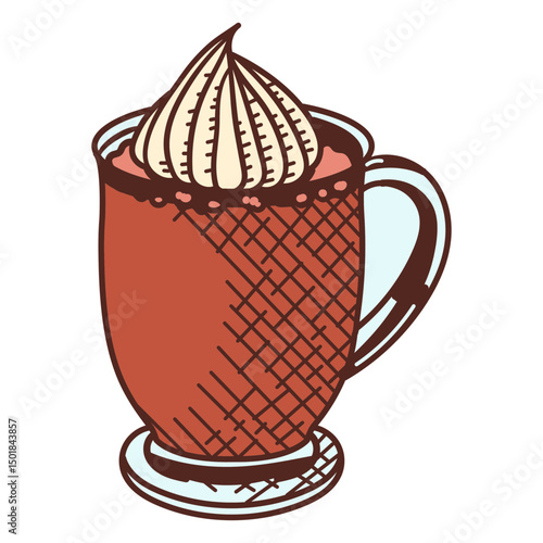 Chocolate dessert in a cup color stroke