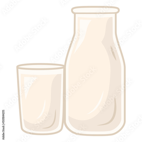 Milk illustration jar and cup