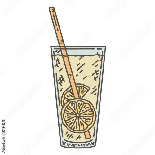 Lemonade glass with straw