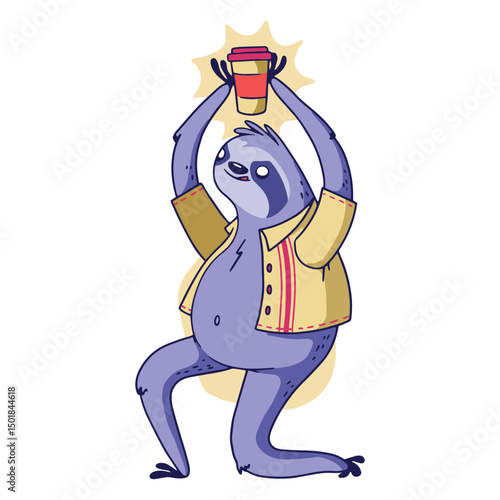 Coffee sloth illustration 