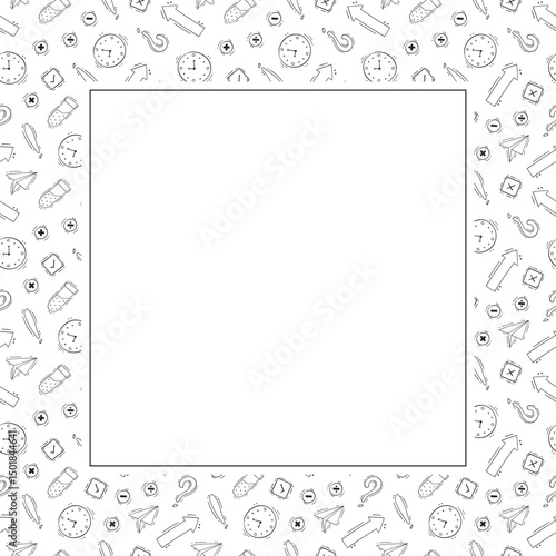 school frame. doodle education square frame. hand drawn school and education frame background. school background