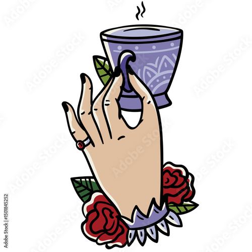 Tea time oldschool tattoo