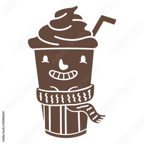 Iced coffee winter cut out cartoon