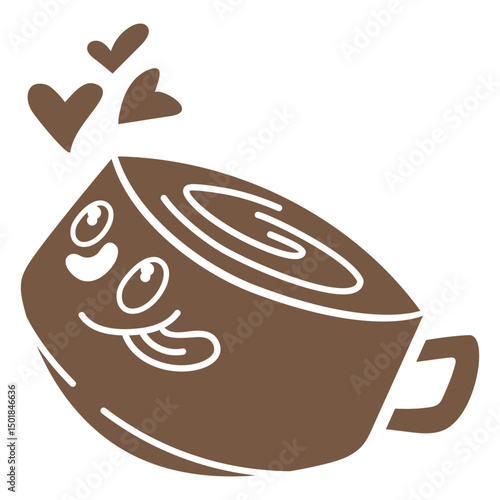 Cartoon coffee cup cut out silhouette