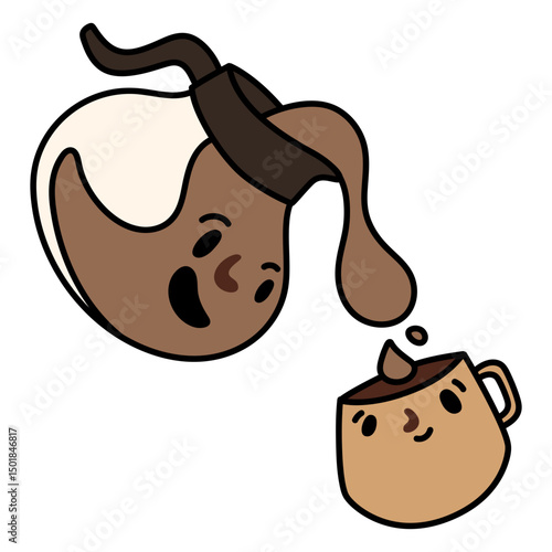 Coffee maker pouring coffee into a cup