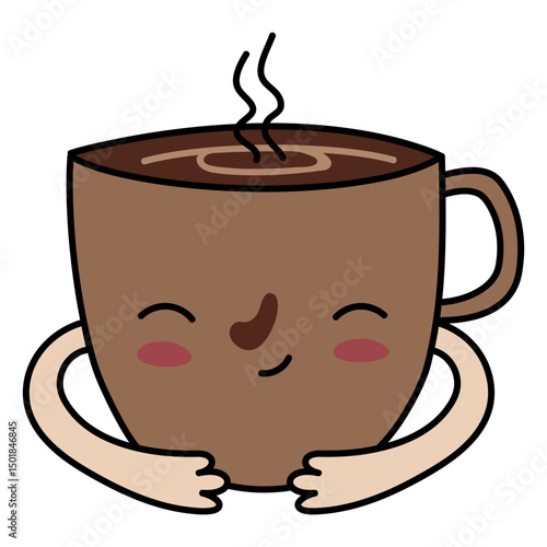 Cute steamy coffee cup cartoon   